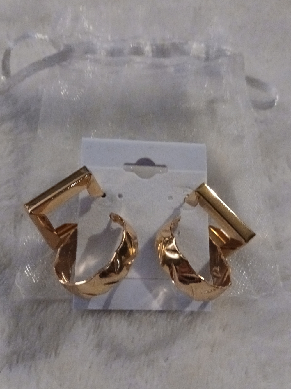 💲Gold-Tone Twisted Hoop & Square Drop Earrings - 2 PAIRS, NWT ON CARD